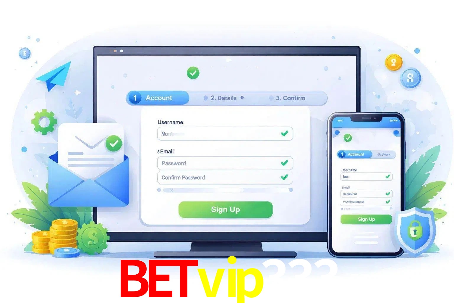 Registro de nuevo usuario y configuración de cuenta Betvip333